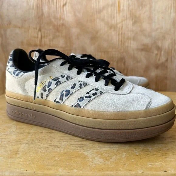 adidas | Shoes | Adidas Platform Gazelle Sneaker Tan Animal Print Lace Up  Suede Shoe | Poshmark